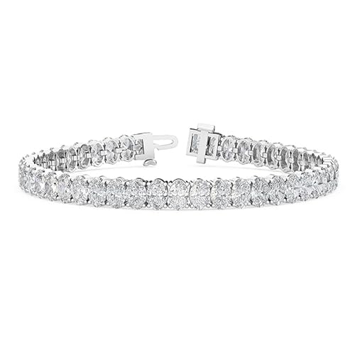 Houston Diamond District 5-20 Carat Diamond Tennis Bracelet | EGL Certified Lab Grown Diamond Bracelet Line 7" | Oval Lab Diamond Tennis Bracelet | FG-VS1-VS2 Quality 14K White Gold 12 Carat