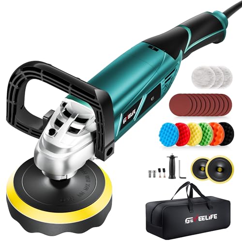 Buffer Polisher, 7 Variable Speed 1600W Rotary Car Buffer Polisher Waxer, 1000-3500 RPM, Detachable Handle for Car, Boat Sanding, Polishing, Waxing