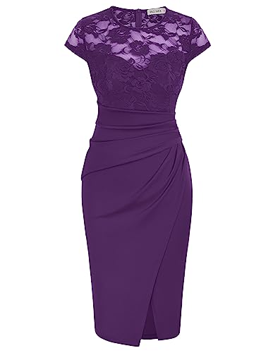 GRACE KARIN Women's Sleeveless Lace Party Cocktail Dress Wrap Ruched Bodycon Dresses