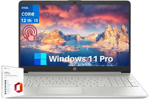 HP 2024 15.6" Touchscreen Laptop - with Microsoft Office Lifetime License, Intel i3-1215U, 64GB RAM, 2TB SSD, Long Battery Life, Micro-Edge, Bluetooth, Wi-Fi, Thin & Light, Windows 11 Pro