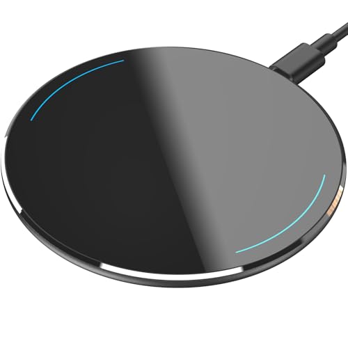 TOZO Wireless Charger 15W Max Fast Wireless Charging Pad Compatible with iPhone 16/16 Plus/16 Pro Max /15/14/13/SE/12 Series, Samsung Galaxy S24/S23/S22 Series (No AC Adapter), Glossy Black