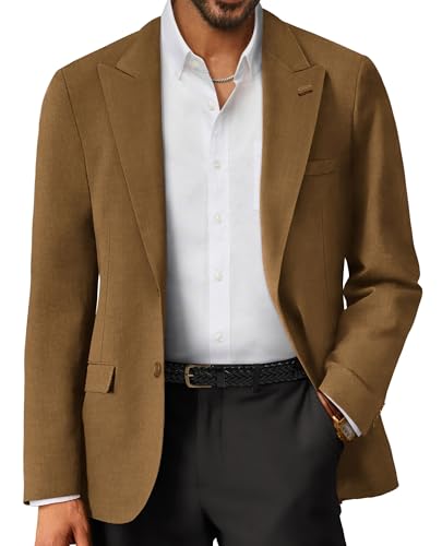 PJ PAUL JONES Mens Blazer Lightweight Sport Coats Casual Two Buttons Notched Lapel Suit Jacket with Removable Brooch
