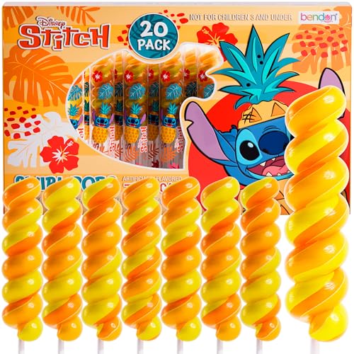 Stitch Swirl Lollipops 20pk- Lilo And Stitch Candy For Lilo And Stitch Party Favors & Stitch Birthday Decorations - Lilo & Stitch Lollipops For Stitch Birthday Party Supplies & Stitch Gifts For Girls & Boys