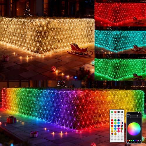 Dazzle Bright Christmas 360 LED Net Lights, 12FT x 5 FT Connectable Waterproof String Lights with 8 Modes, Christmas Decorations for Indoor Outdoor Xmas Party Yard Garden Decor