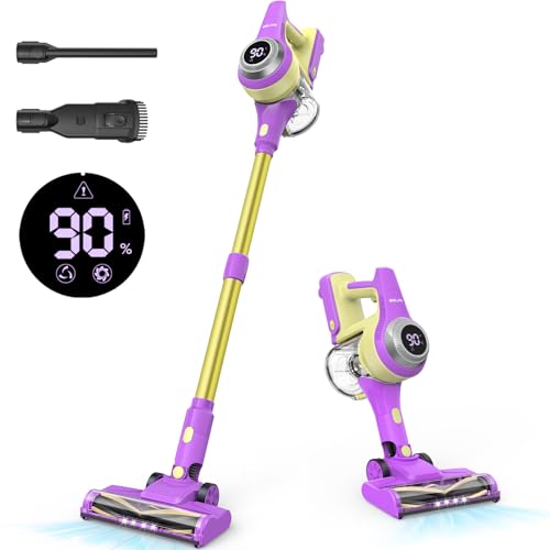 Belife Cordless Vacuum Cleaner, 28Kpa Lightweight Stick Vacuum with Self Standing, Powerful Vacuum with LED Display & Anti-Tangle, Portable Wireless Vacuum for Carpet, Hard Floor, Pet Hair