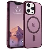 SUPFINE Magnetic for iPhone 13 Pro Case (Compatible with MagSafe) (Military Grade Drop Protection) Slim Translucent Matte Shockproof with Anti-Fingerprint Phone Case,Wine Red