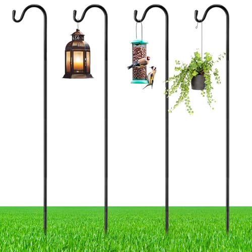Yetene Shepherds Hook for Outdoor Adjustable Bird Feeder Pole Metal Steel Shepard Hooks for Hummingbird Stand Feeder Pole for Garden Plant, Lantern, Hanging Wedding Decor