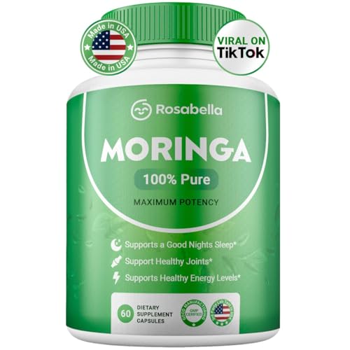 Moringa Powder Capsules - Pure Nutrient-Rich Moringa Powder - A Natural Green Antioxidant Superfood - Supports Energy, Skin Health, Gut Health+ - w/Essential Vitamins & Amino Acids A1