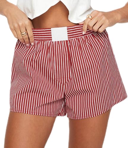 NUFIWI Women Y2k Pajamas Shorts Gingham Cute Pj Short Pants Plaid Lounge Shorts Sleep Bottoms Elastic Boxers Streetwear