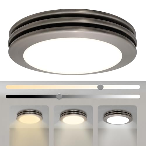 Akicon Bathroom Exhaust Fan With Light, 80CFM 2.0 Sones Round Combo, Dimmable 3CCT LED, Acrylic Cover for Home