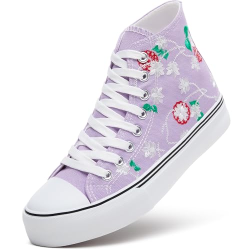ZGR Womens High Top Canvas Sneakers,Lace-up Canvas Shoes,Casual Tennis Walking Shoes