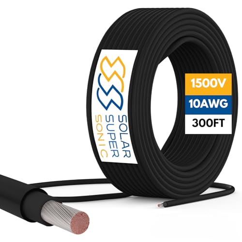 1500V High-Voltage PV Wire - 300FT - Outdoor Waterproof UV Resistant - Tinned Copper Cable for Solar Panel Extension & Solar Wire Systems - 8AWG / 10AWG / 12AWG - Black and Red