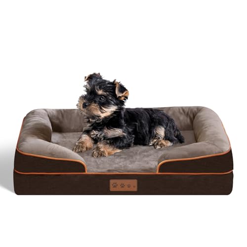 Dokdogs Orthopedic Dog Bed, Waterproof Memory Foam Dogs Couch Beds with Sides, Bolster Pet Sofa Bed with Removable Washable Cover, Non-Slip Bottom & Waterproof Lining