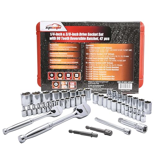Epauto Drive Socket Set With 72 Tooth Reversible Ratchet Fastener Drive Bit