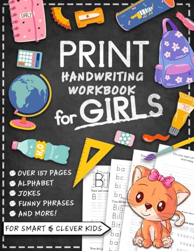 Print Handwriting Workbook for Kids with Jokes & Riddles for Girls: Penmanship Writing Improvement and Trace Alphabet Letters Practice Paper