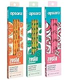 Apsara Zesta Scented Pencils | Tropical Orange, Candy & Peppermint 3 Unique Fragrances | Eraser Attached & Pencil Cap Included, Pack of 18
