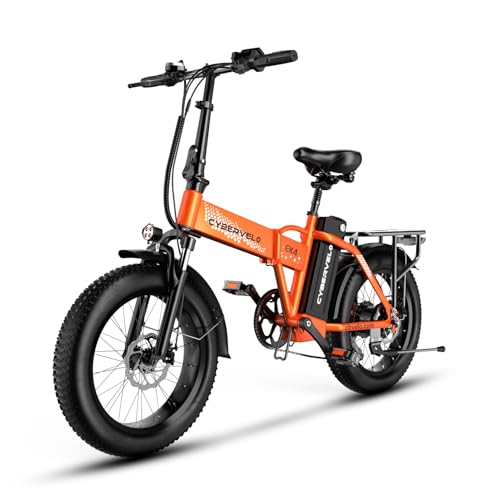 Cybervelo 1000W Folding Electric Bike, 48V 20.8AH Large Removable Battery E-Bike, 30+MPH, 80 Miles Max Range, 20" Fat Tire Electric Bike for Adults, Adult Electric Bicycles for Commute