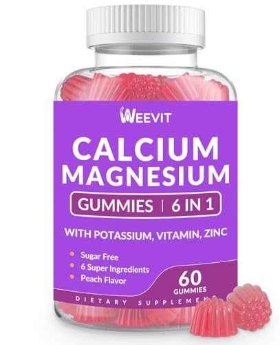 Calcium Gummies Supplement 600mg, Calcium Magnesium Gummies with Vitamin D3, K2, Zinc for Bone, Teeth & Muscle, Sugar Free, Vegan