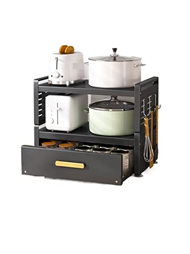 Shelves for Storage Drawer Style Pot Rack, Kitchen Storage Rack, Countertop, Multifunctional Seasoning Storage Rack, Small Electrical Appliance Pot Storage Rack Storage Rack (Color : Grey, S