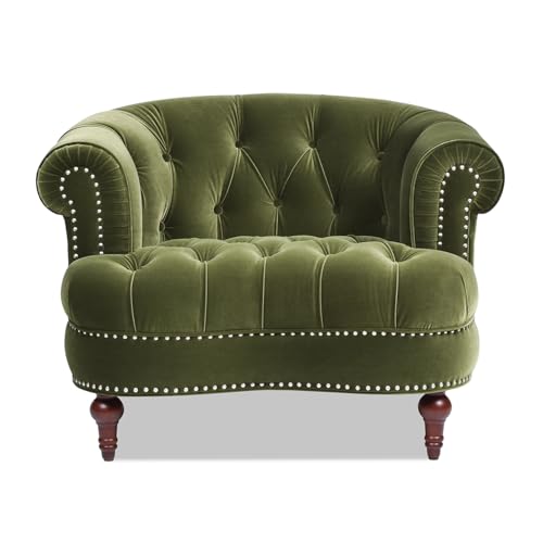 Jennifer Taylor Home La Rosa Victorian Tufted Upholstered Accent Chair Olive Green Performance Velvet