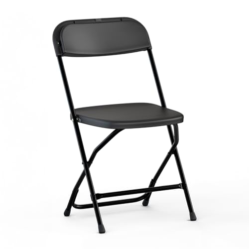 Our Modern Space Foldable Plastic Chair | Folding & Stackable | 350 lbs Capacity Steel Frame Seats for Indoor Outdoor | Commercial Use Events Wedding Party Bulk Picnic Kitchen Dining