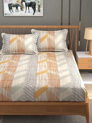 Furnofy 140 GSM Flat Double Bedsheet (90x100 inches) with 2 Pillow Covers (18x 27 inches) - Abstract Multicolors