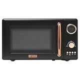 Haden 700 Watt 0.7 Cubic Foot Microwave Oven with Digital Controls, Defrost, and Instant Start Countertop Small Appliance, Black/Copper