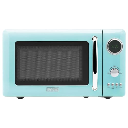 Haden 700 Watt 0.7 Cubic Foot Microwave Oven with Digital Controls, Defrost, and Instant Start Countertop Small Appliance, Turquoise/Chrome