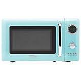 Haden 700 Watt 0.7 Cubic Foot Microwave Oven with Digital Controls, Defrost, and Instant Start Countertop Small Appliance, Turquoise/Chrome