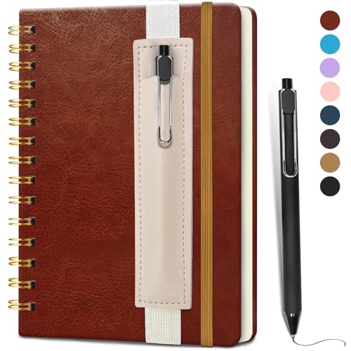 DWIYITTN Lined Spiral Journal, 5.7"x 8.27" with Pen Holder & Pen - 160 Pages/80 Sheets