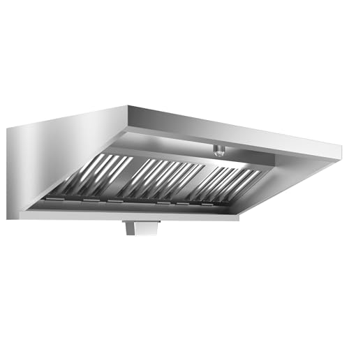 Commercial Exhaust Hood 5 FT Stainless Steel Concession Trailer Hood with 3 Removable Hood Filters(No Motor), Grease Cup and Hood Light, Rust Resistant Vent Hood for Commercial Kitchen, NSF Listed