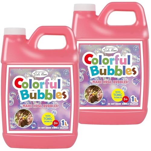 Lulu Home 2 Packs Bubble Concentrated Solution, 1 L/ 33.8 OZ Bubble Refill Solution for Kids Bubble Machine, Giant Bubble Wand, Bubble Blower Toys, Birthday Party Favors