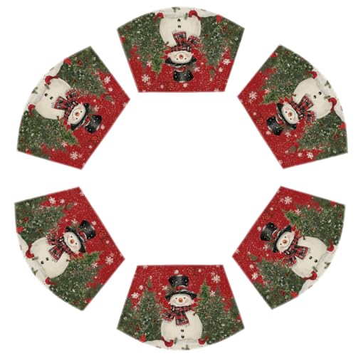 Artoid Mode Snowman Trees Snowflakes Christmas Placemats, 12x18 Inch Winter Round Table Mats for Dining Decoration
