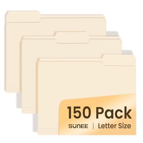 SUNEE Manilla Folders Letter Size, Manilla Folders 8.5 x 11 1/3-Cut Tabs, Colored File Folders Office Home School for Documents Files Paper