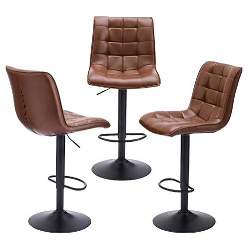 FIRAVOE Bar Stools Set of 2,Adjustable Counter Height Bar Stools 24"-33",Modern Swivel Bar Stools with Backs,Black Kitchen Bar Stools for Kitchen Island