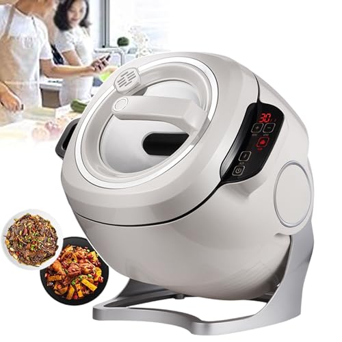forplubossmmp Commercial Food Processor, Lazy Stir-fry Pan Cooking Machine with 3 Gears Speed & 6L Capacity, 360° Rotatable Drum Type Fried Rice Machine for Stir Frying Stewing Cooking