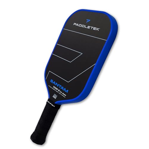 Paddletek Bantam TKO-C 14.3mm Pickleball Paddles with Polymer Honeycomb Core - Unidirectional Carbon Fiber – Torsional Weighting & High Tack Performance Grip - USAPA Approved - 5.25 Inch Handle