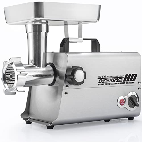 STX International Turboforce HD (Heavy Duty) 3500 Series 5-in-1 Stainless Steel Electric Meat Grinder | Sausage Stuffer | Kubbe Maker | 5 Grinding Plates | 3 Stainless Steel Blades & More Included
