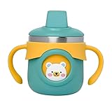 THE LITTLE LOOKERS Stainless Steel Insulated Hot & Cold Sipper Bottle for Kids/Double Wall & Vacuuming/Sipper Cups with Straw/Travelling Water Bottle for Kids with Straw (Green,260ml)