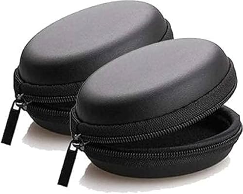 EDNITA Earphone Pouch Case Cover Carrying Storage Case for Headphone |Headset | Pen Drives | SD Cards & All Mobile Accessories - Black - Pack of - 2