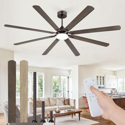 Fanbulous 62 Inch Ceiling Fans with Lights, Modern Ceiling Fan with Remote,Large Farmhouse Indoor & Outdoor Ceiling Fan with 8 Dual Finish Blades, Quiet DC Motor, Bright LED Light