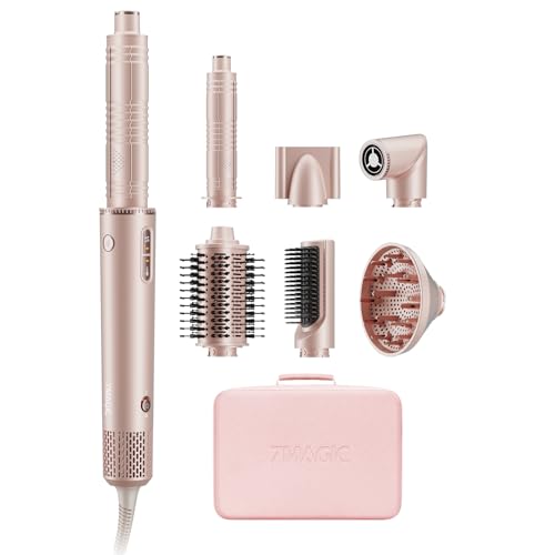 7MAGIC 7 in 1 Hair Styler & Hair Dryer Brush, 110,000 RPM High-Speed Blow Dryer with Negative Ions for Frizz-Free Styling Fast Drying Curling Volumizing Straightening, Hot Air Styler with Travel Case