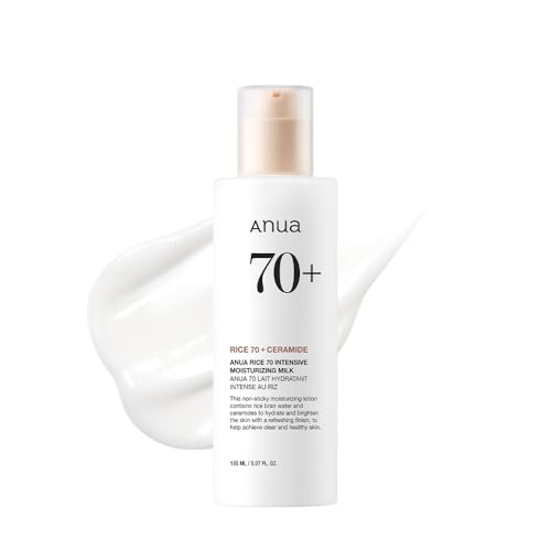 ANUA Rice 70 Intensive Moisturizing Milk, Hydrating Face Lotion, Niacinamide, Ceramides, All Skin Types, Sensitive, Skin Moisture Barrier, Lightweight Nourishing, Korean Skincare, 5.07 fl.oz.