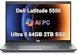 Dell Latitude 5550 Business Laptop (15.6" FHD Anti-Glare, Intel 12-Core Ultra 5 125U (Beat i7-1355U), 64GB DDR5 RAM, 2TB SSD) Backlit, FHD RGB Webcam, Thunderbolt 4, Ethernet, Win 11 Pro, 2025 AI PC