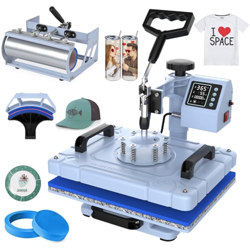 Slendor Heat Press 360-Degree Swing Away Digital T Shirt Pressing Machine Multifunction Heat Transfer Sublimation Combo for T Shirts Mugs Hat Plate Cap
