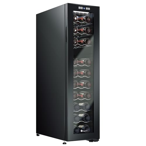 KingChii 27 Bottle Wine Cooler Refrigerator Freestanding Wine Fridge - Intelligent Digital Control, Low Noise Professional Compressor, Stainless Steel & Tempered Glass for Home, Office, or Kitchen