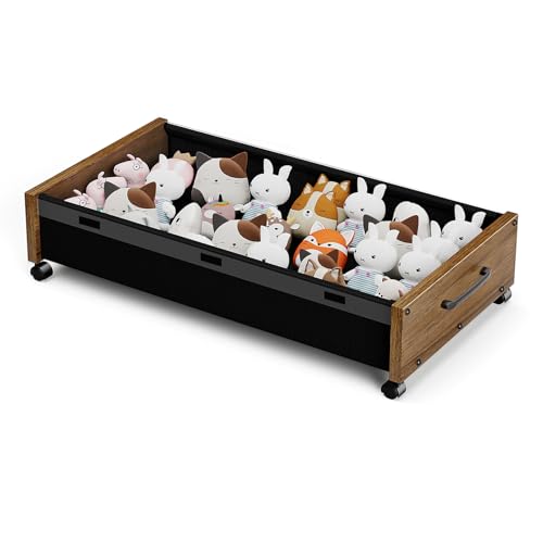 Under Bed Storage Containers with Wheels, Underbed Shoe Storage Organizer with Removable Lids
