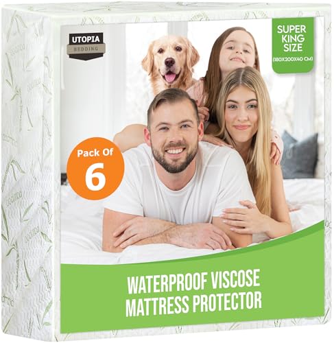 Utopia Bedding Waterproof Mattress Protector, Viscose Made from Bamboo Mattress Cover 200 GSM, Breathable, Fitted Style with Stretchable Pockets