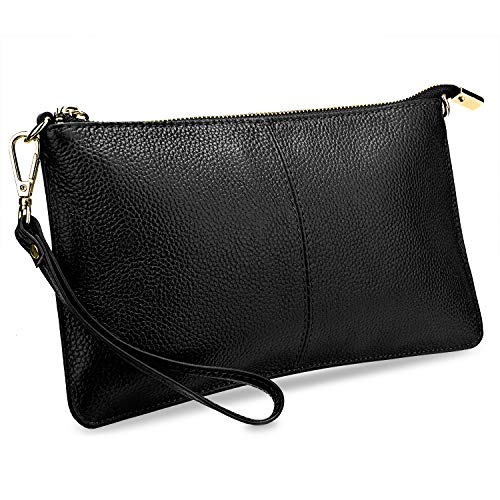 YALUXE Genuine Leather Wristlet Handbags Purses Cell Phone Pocket Clutch Wallet Crossbody Bags for Women