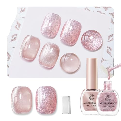 AZUREBEAUTY Quick Dry Nail Polish Set, 2Pcs Nail Polish Natural Infinite Shine Nail Lacquer Fingernail Polish Kit Salon-Quality for Women 0.34 oz
